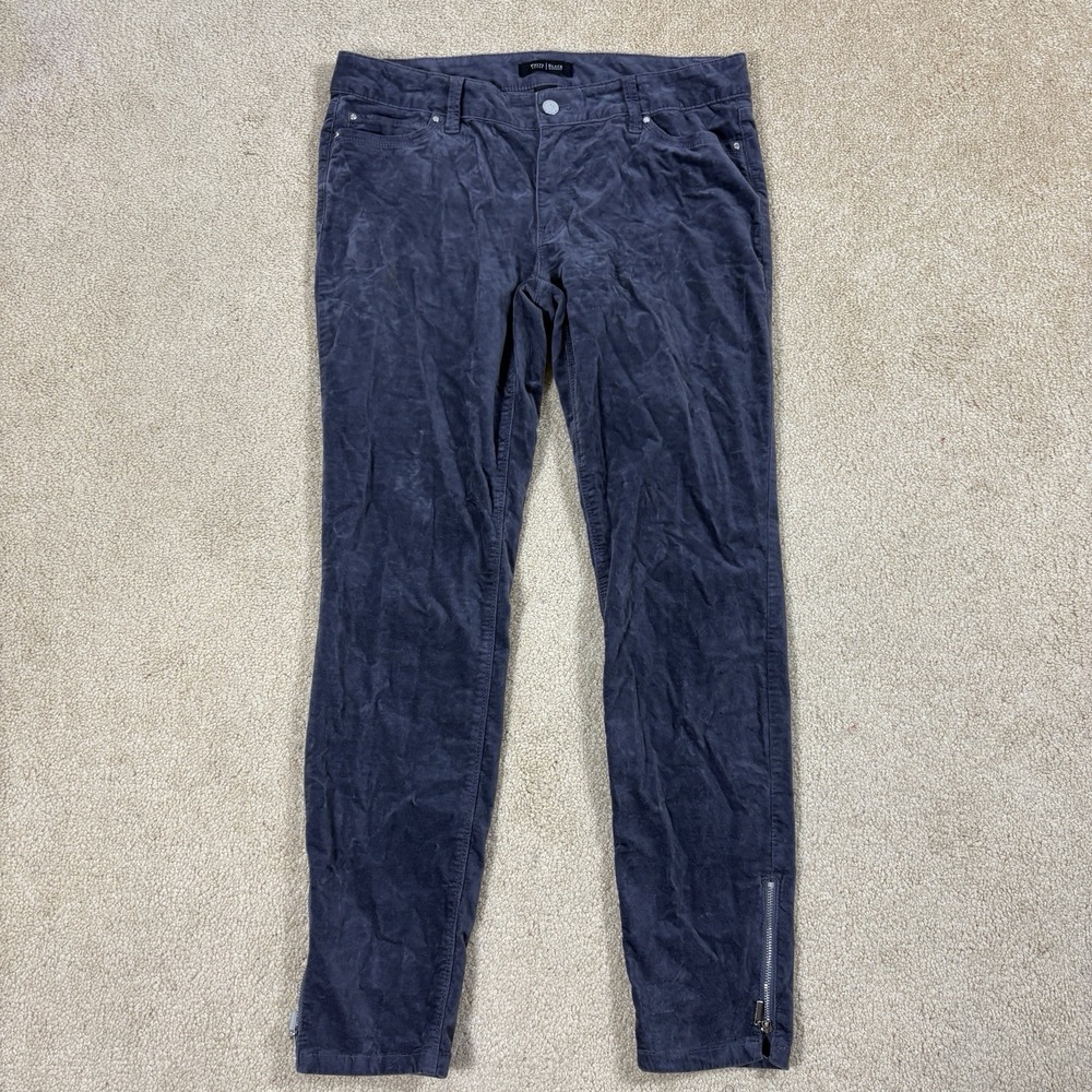 White House Black Market Gray Velvet Skinny Jean Zipper Ankle 8R Saint Honore